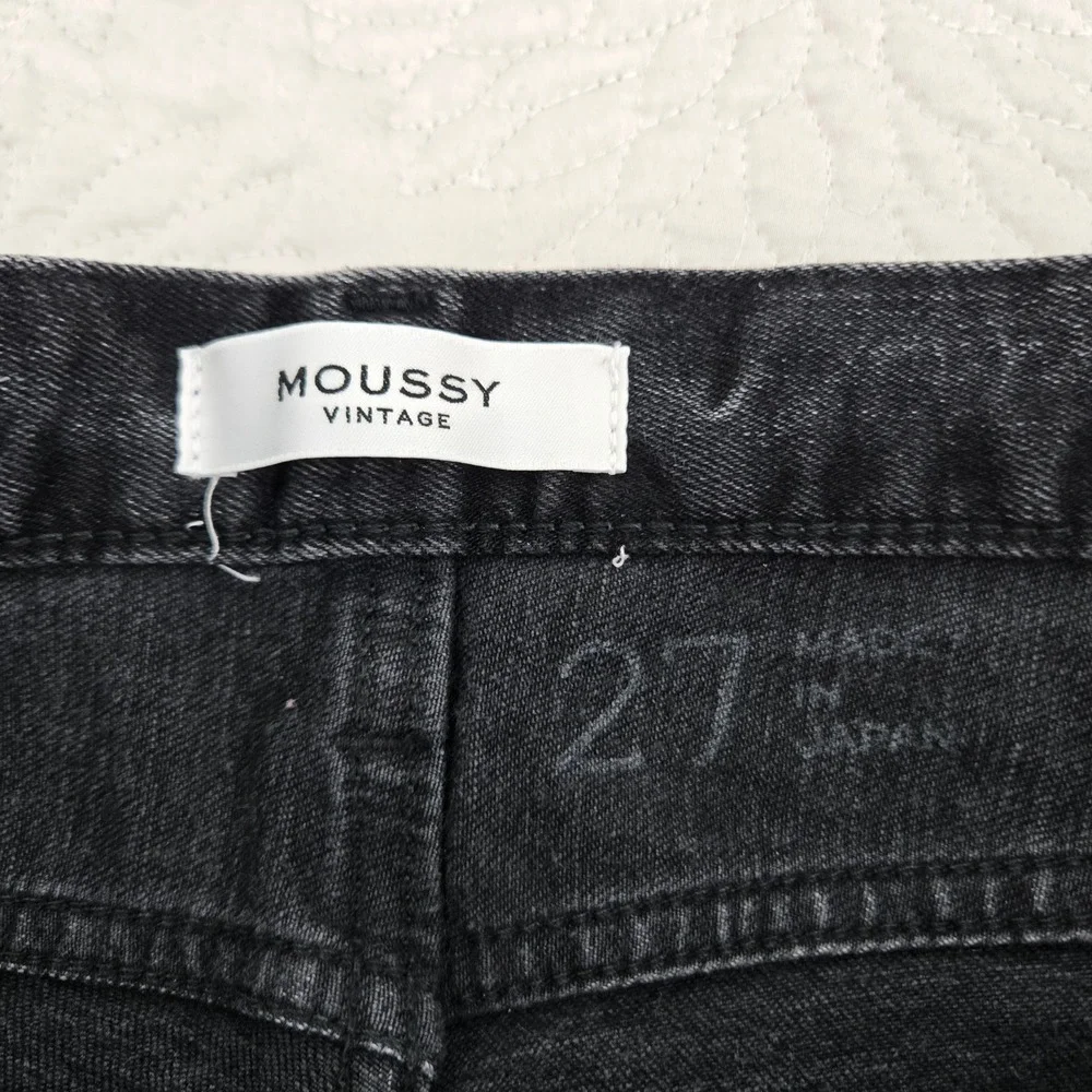 MOUSSY‎ VINTAGE jeans Alhambra Flare-Hi Jeans black crop split side hem Size 27